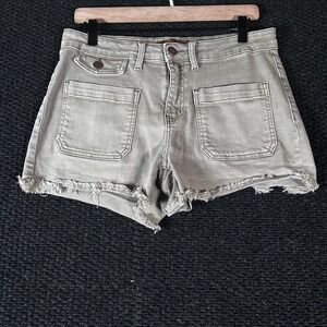 Judy Blue Garment Dyed Cargo Shorts Khaki Green Raw Hem Freya Size 30 Boho Style